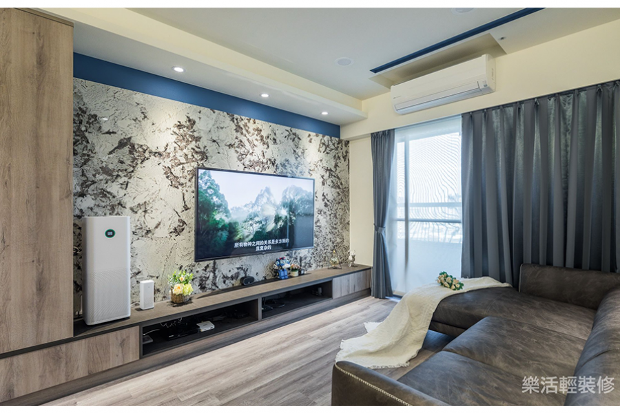 輕奢現代風設計裝潢_電視主牆選擇石紋營造出奢華感│狸樂聚x樂活輕裝修
